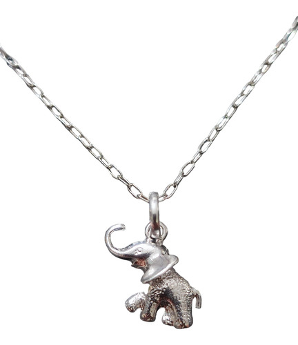 Collar Cadena Elefante Detalles Mujer Niños Plata 925 + Caja