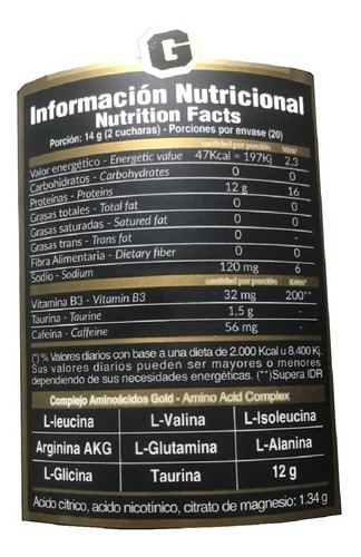 Amino Gold Bcaa 8.1.1 Gold Nutrition Aminoácidos Bcaa