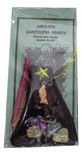 Amuleto De Morralito Cósmico Santa Muerte Negra Ritualizado