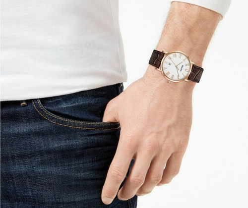 Relógio Bulova Masculino Slim 97b184 Rosê Couro Marrom