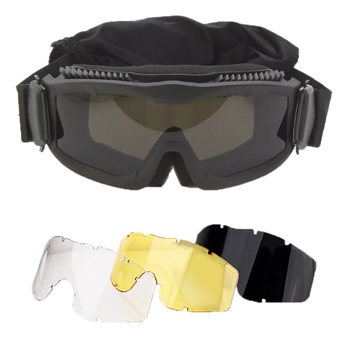 Lentes Tácticas Goggle Militares Con 3 Lentes