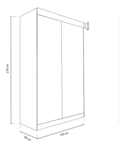 Imagen 3 de 10 de Ropero Placard Classic 2 Puertas Delos 210x150 Blanco