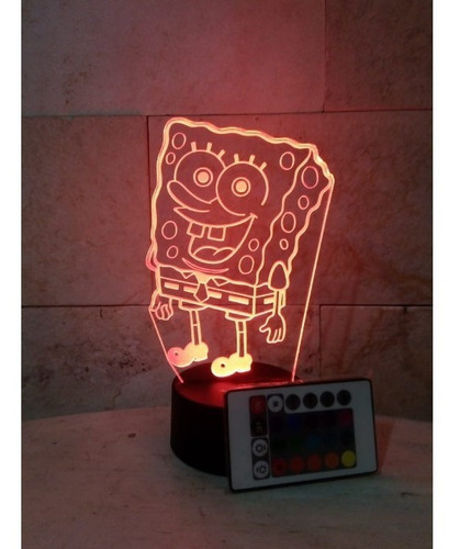 Lampara Led 3d Bob Esponja Con Control Remoto