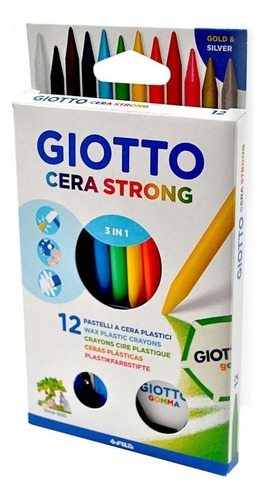 Cera Strong - Crayolas Cera Giotto - 12 Colores