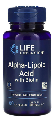 Life Extension, Ácido alfa-lipóico com biotina, 60 cápsulas Sfn Flavor, sem sabor