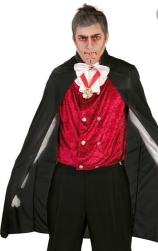 Capa Vampiro Disfraz Hallowen Fiesta Dracula Negra Hombre 