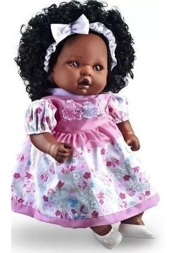 Boneca Com Cabelo Angelina Negra 62 Frases Reborn - Milk