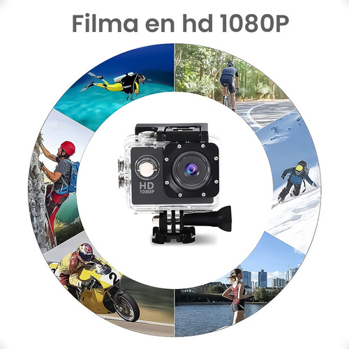 Camara Sumergible Hd Wifi Deportiva - 4k Tipo Go- Kubo Negro