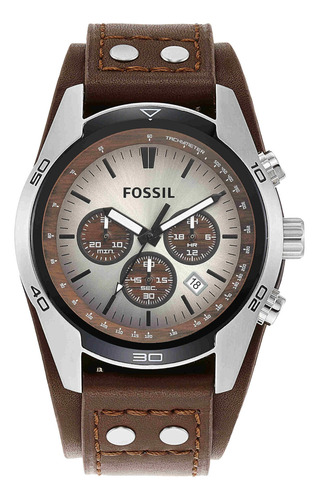 Reloj Cronógrafo Fossil Coachman Ch2565 Para Hombre, Platead