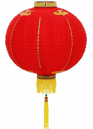 Luminária Oriental Japonesa Tecido 40 Cm Vermelha Couchin