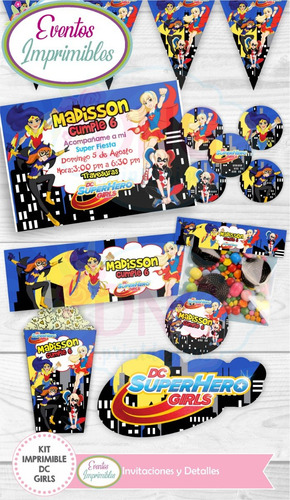 Imagen 1 de 1 de Kit Imprimible Dc Superhero Girl Invitaciones Decoración