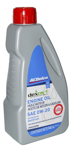 Aceite Acdelco 0w20 100% Sintetico 946 Ml Aveo 1.5 Onix C/u