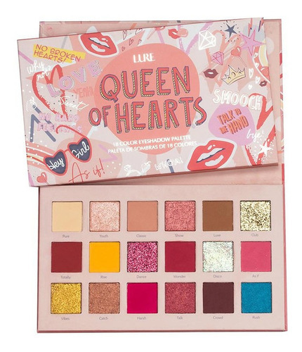 Paleta De 18 Sombras Mate Y Satinadas Queen Hearts, Lure Color De La Sombra Queen Of Hearts