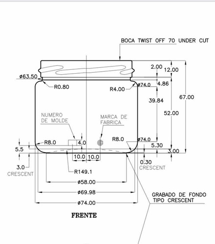 Imagen 2 de 3 de Frasco Conservero Redondo De 210cc Pack 17 Unids Tapa 70mm