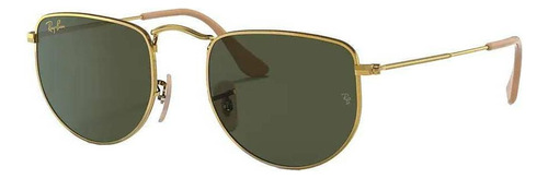 Óculos de sol Ray-Ban Elon Standard armação de metal cor polished legend gold, lente green clássica, haste gold de metal - RB3958