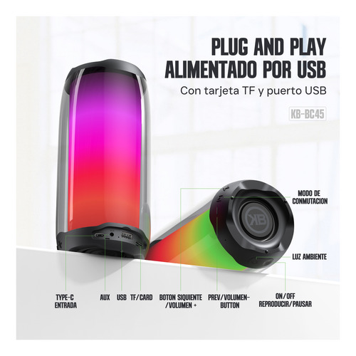 Parlante Bluetooth Pulse Pro 10hrs Kbod Kb-bc45