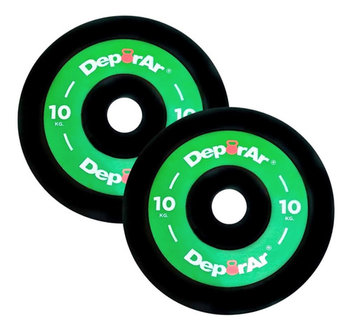 Disco Bumper 10 Kg X2 Olimpico 50mm Caucho Fitness Deporar