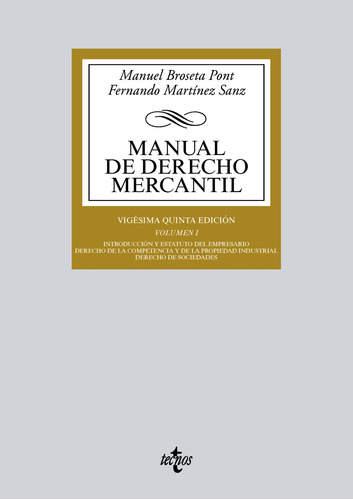 Libro Manual De Derecho Mercantil De Broseta Pont Manuel Tec