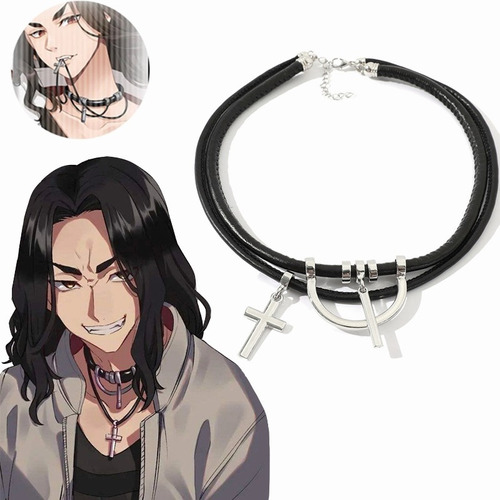 Collar Punk Cruz Colgante Cuero Gargantilla Anime Cosplay