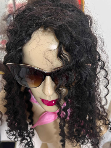 Prótese Topo Franja Cabelo Humano Castanho Cacheado 45/50cm