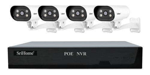 Kit Poe Nvr Nvs005 + 4 Cámaras Sh037b Qhd 4mp 1440p Srihome