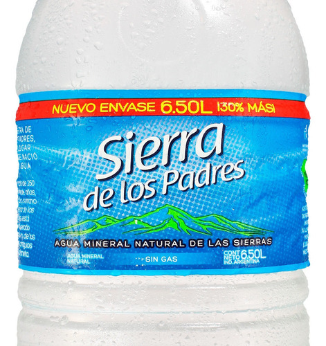 Agua Mineral Natural Sierra De Los Padres Pack 6,5 Lt X 2 Un