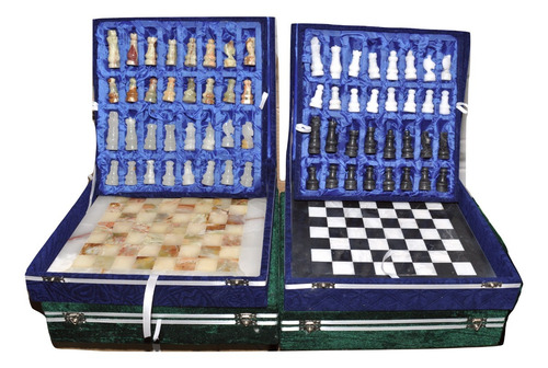 Xadrez Tabuleiro Médio 30x30cm Mármore E Ônix S/j Frete Grat