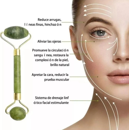 Rodillo De Jade Y Guasha Kit Masaje Facial Antiedad Tonifica