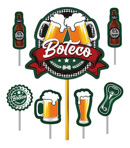 Topo - Topper - Decoração De Bolo E V A - Festa De Boteco