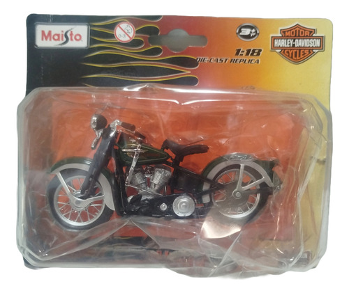 Miniatura Harley Davidson El Knucklehead 1936 Maisto 1:18 Verde