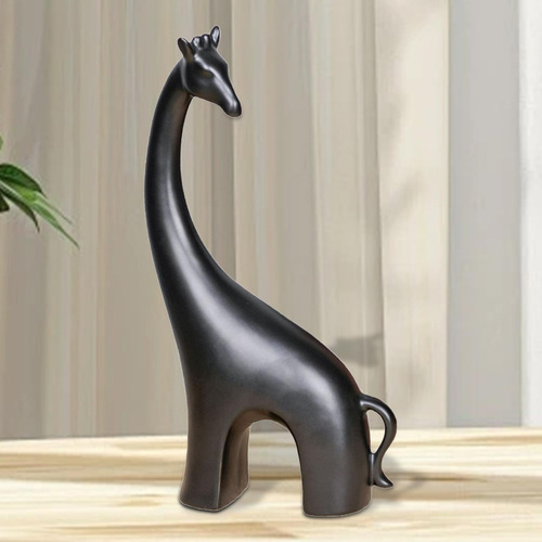 Estatua Decorativa De Jirafa, Escultura Animal, Negro L