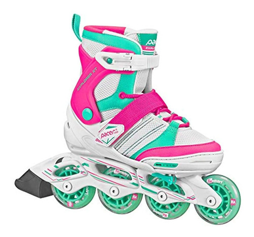 Patines En Linea Ajustables Para Niños, Color Fucsia-verde