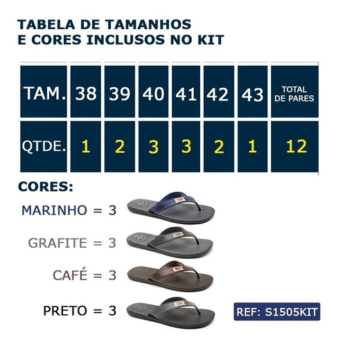 Imagem 4 de 10 de 12 Pares De Chinelo Surfway Danper Masculino Adulto Original