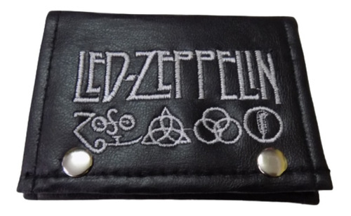 Billeteras De Led Zeppelin Deep Purple Cuero Bordada Rock