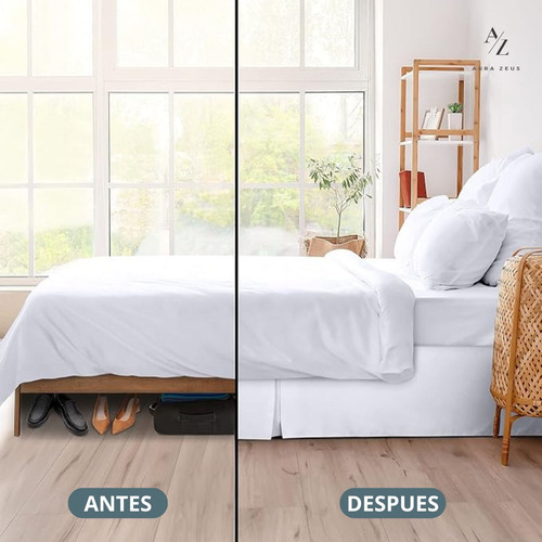 Faldon De Cama 2 Plazas Blanco Suave Liso Con Pliegues Aura Zeus Ropa De Cama
