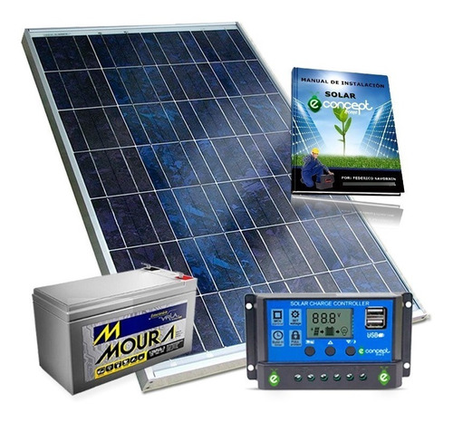 Kit Panel Solar 20 W Regulador 10a Bateria 7amp Cargador