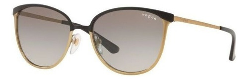 Anteojos de sol Vogue VO4002S Standard con marco de metal color negro mate/dorado, lente gris degradada, varilla dorada de metal