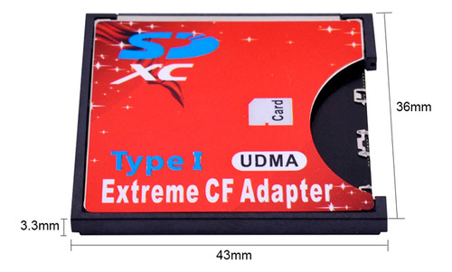 Adaptador Compact Flash Cf Para Sd Tipo 1 Cameras Cf Cor Vermelho