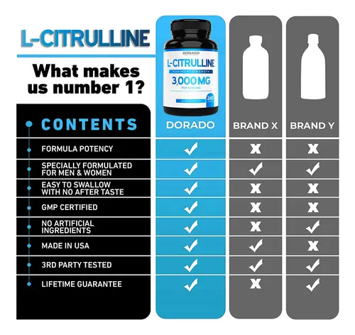 Suplemento De L Citrulina De 3000 Mg (240 Cápsulas) Apoya L