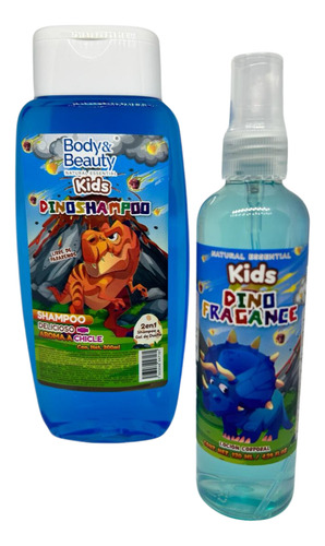 Shampoo 300ml Y Body 130ml Dinosaurio Para Niño Aroma Chicle