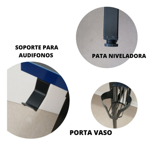 Escritorio Gamer U 140 Cm Luz Led Patas De Fierro