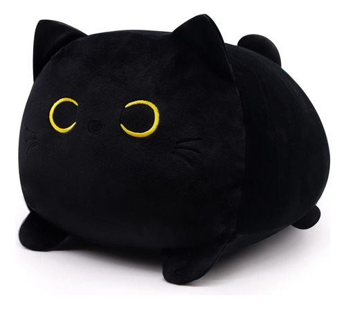 Peluche De Gato Negro, Suave Y Gordo De 40 Cm, Cojín