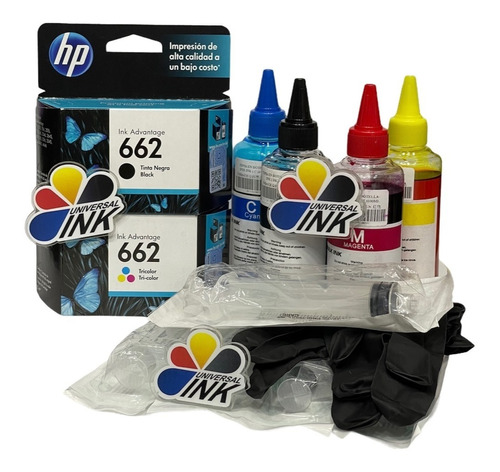 Cartuchos Hp 662 Negro Y 662 Color Original + Kit De Recarga