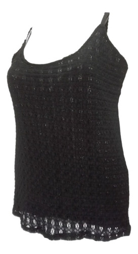 Musculosa De Encaje Muy Elastizada Color Negro Mujer X L