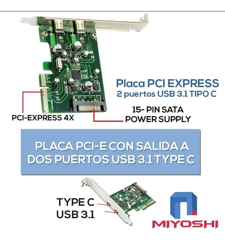 Imagen 3 de 10 de Placa Pci Usb C 3.1 Doble Puerto Alta Vel 10gbps Liquidacion