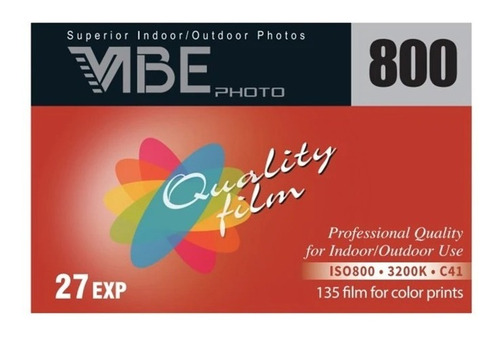 Filme Analogico Vibe Iso 800 Colorido 35mm 27 Exp Nfe