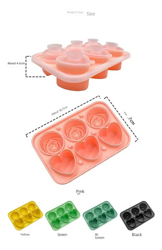 Molde Silicona Para Cubitos De Hielo Forma Corazón Y Rosa