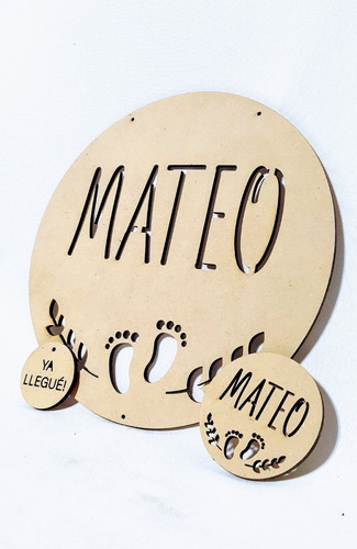 Imagen 6 de 6 de Kit Bienvenida Bebé 1 Cartel Central + 30 Souvenirs - Mdf