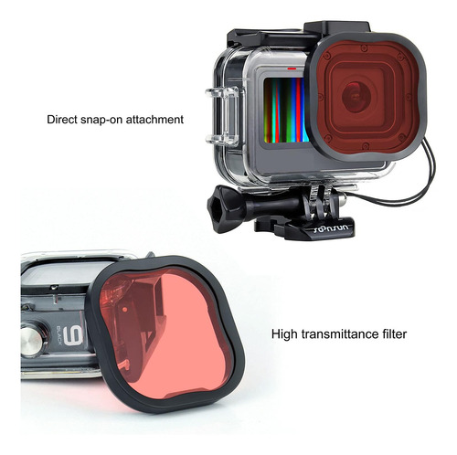 Soonsun Funda Estanca Con Filtros De Buceo Para Gopro Her...