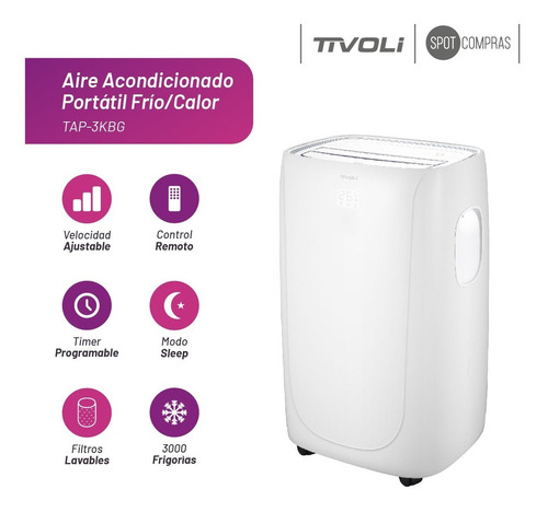 Imagen 3 de 9 de Aire Acondicionado Tivoli Portatil Frio Calor 3400w 3000fg
